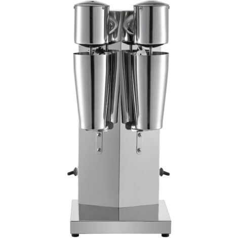 Mophorn Kit para hacer batidos Máquina eléctrica para hacer batidos de acero inoxidable Batidora clásica de 180 W con doble cabezal y taza de 800 ml Batidora plateada ajustable de 2 velocidades