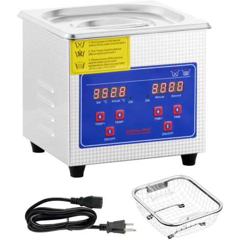 Mophorn Limpiador Ultrasónico Profesional 0.3L Limpiador de Joyas Temporizador Digital Calentador Acero Inoxidable 40kHz para Gafas Relojes Anillos Piezas Pequeñas