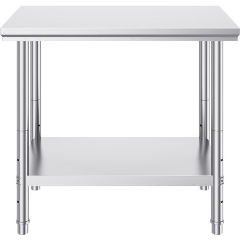 Mophorn Mesa de preparación de acero inoxidable , 35 x 24 x 31", capacidad de 700 lb, mesa de trabajo resistente, 3 alturas ajustables, uso comercial, cocina, garaje, restaurante y patio trasero