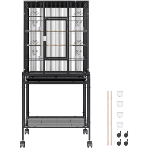 Yaheetech Jaula Para Pájaroas Jaula Grande Con Soporte Pie Jaula Para Loros Mascota Jaula Con Ruedas 136 Cm 29141822