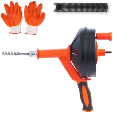 Mophorn Barrena de drenaje de 25 pies, desatascador de tuberías con accesorio de taladro, removedor de obstrucciones para cocina, baño y ducha, incluye manguera protectora y guantes