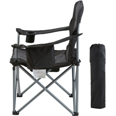 Mophorn Silla plegable para acampar  para adultos, silla cuádruple portátil resistente con soporte lumbar, apoyabrazos acolchados, bolsillos laterales, portavasos, bolsa térmica, ideal para playa, cés