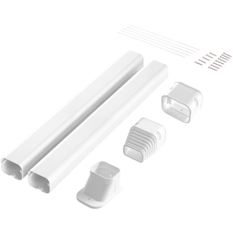 Mophorn Cubierta de Línea Dividida Ancho de 75 mm Largo de 2270 mm Cubierta Decorativa de PVC para Conductos de Aire Acondicionado con 2 Conductos Rectos Pintable para Bombas de Calor, Color de Blanco