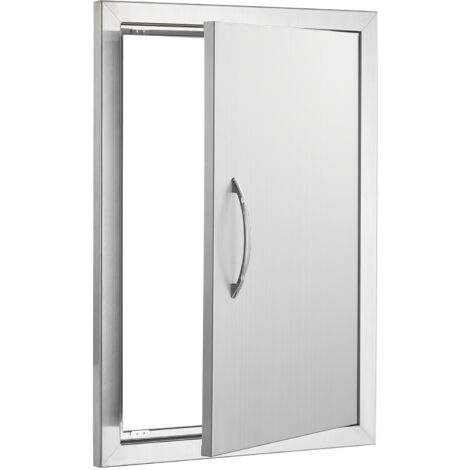Mophorn Puerta de Acceso a Barbacoa Puerta de Cocina Exterior Simple de 45,7x61cm Puerta Empotrada de Acero Inoxidable con Manija Empotrada para Isla de Barbacoa Estación de Parrilla, Armario Exterior