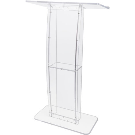 Mophorn Podio acrílico de 47" de alto. Soporte transparente con amplia superficie de lectura y estante de almacenamiento. De pie para iglesias, oficinas y escuelas.