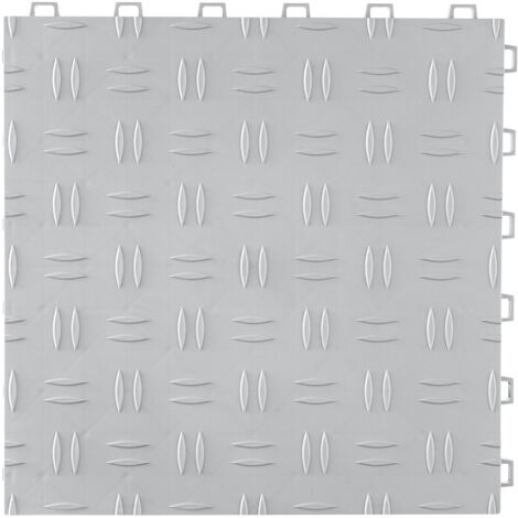 Mophorn Baldosas de Garaje Entrelazadas 25 Piezas Baldosas de PP para Suelo de Garaje 305 x 305 x 13,4 mm Textura Antideslizante de Doble Cara, para Garajes, Sótanos, Talleres de Reparación, Plata