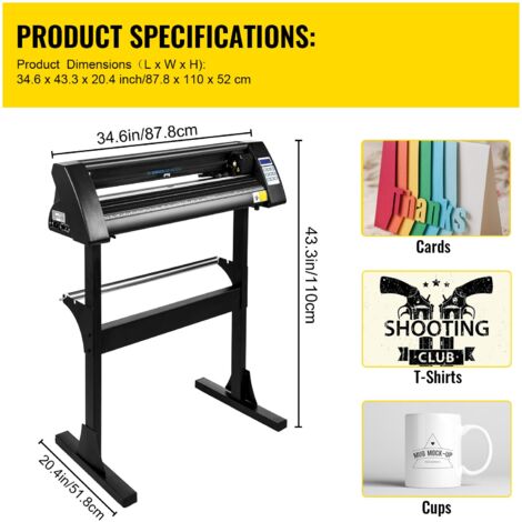 Mophorn Máquina cortadora de vinilo de 28 pulgadas, plotter con alimentación de papel de 720 mm y soporte de suelo resistente, color negro (1/5)