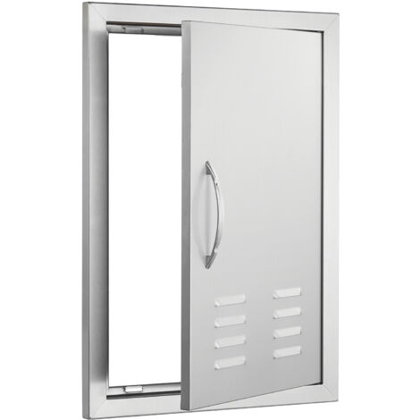 Mophorn Puerta de Acceso a Barbacoa Puerta de Cocina Exterior Simple de 61x43,1cm Puerta Empotrada de Acero Inoxidable con Manija Empotrada para Isla de Barbacoa Estación de Parrilla, Armario Exterior