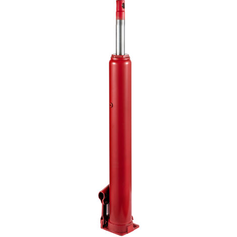 Mophorn Cilindro hidráulico largo para grúa de taller 4T soporte de motor de cilindro hidráulico con bomba de un solo pistón base plana varilla hidráulica para mantenimiento del motor elevación, rojo