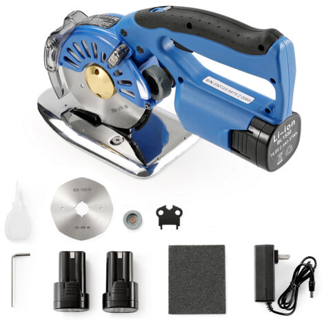 Mophorn Cortador de Tela Rotativo Electrico de 150 W, Tijeras de Coser Electricas Inalámbricas Grosor de Corte de 27 mm, Cuchilla de 100 mm, 5 Velocidades Ajustables, Autoafilable para Cortar Textiles