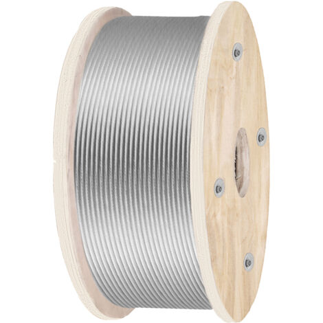 Mophorn Cable de acero inoxidable 316 de de 500 pies, cable de acero de 3/16 pulgadas, 1 x 19 hebras, resistencia a la rotura de 4700 libras para escaleras, pasamanos y tendederos