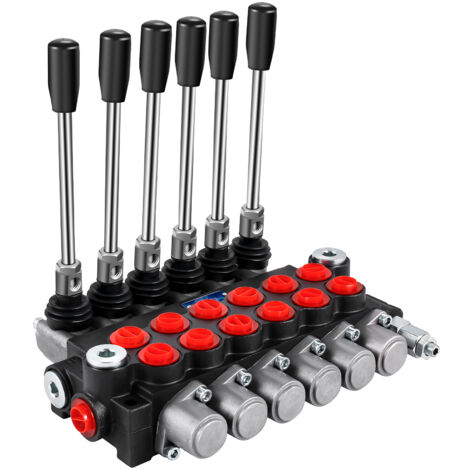 Mophorn Válvula de control direccional hidráulica válvula de carrete hidráulica 6 carretes válvula de cargador hidráulico 11GPM válvula de control direccional 3600PSI para tanques de cargador de tract