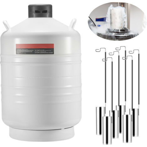 Mophorn Tanque de nitrógeno líquido, contenedor de nitrógeno líquido de aleación de aluminio de 30 L, Dewar de tanque LN2 con 6 botes y bolsa de transporte con correas, tanque criogenico (1/5)