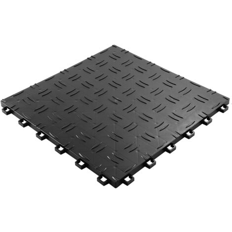 Mophorn Baldosas de Garaje Entrelazadas 25 Piezas Baldosas de PP para Suelo de Garaje 305 x 305 x 13,4 mm Textura Antideslizante de Doble Cara, para Garajes, Sótanos, Talleres de Reparación, Negro