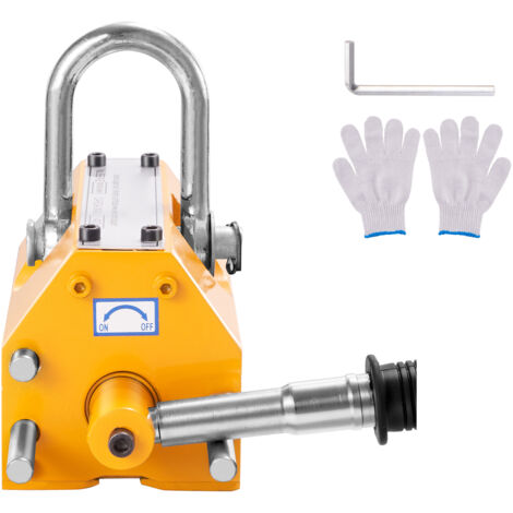 Mophorn Elevador magnético, capacidad de tracción de 4400 lb/2000 kg, factor de seguridad 2,5, imán de elevación de acero de neodimio con liberación, resistente para grúas