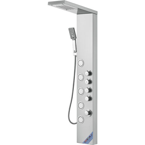 Mophorn Sistema de panel de ducha 4 Función Columna de Hidromasaje Ducha Acero inoxidable para Baño con 5 Boquillas de Masaje