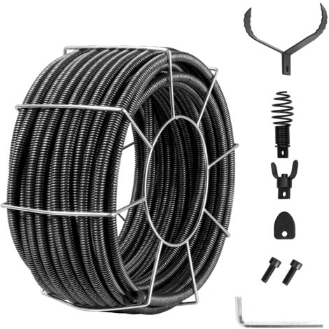 Mophorn Cable de limpieza de desagües de 100 pies x 3/4 pulgadas",cable de barrena de drenaje de alcantarillado con núcleo interno profesional para fregadero, desagüe de piso, inodoro (1/5)