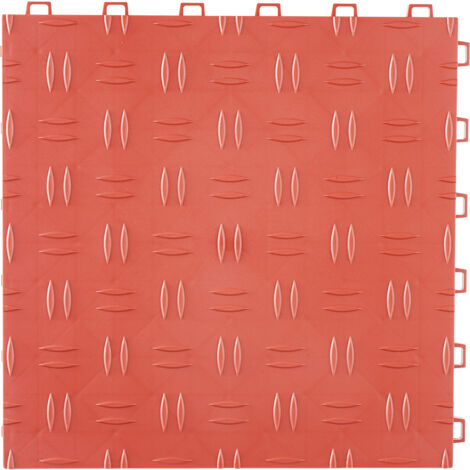 Mophorn Baldosas de Garaje Entrelazadas 50 Piezas Baldosas de PP para Suelo de Garaje 305 x 305 x 13,4 mm Textura Antideslizante de Doble Cara, para Garajes, Sótanos, Talleres de Reparación, Rojo