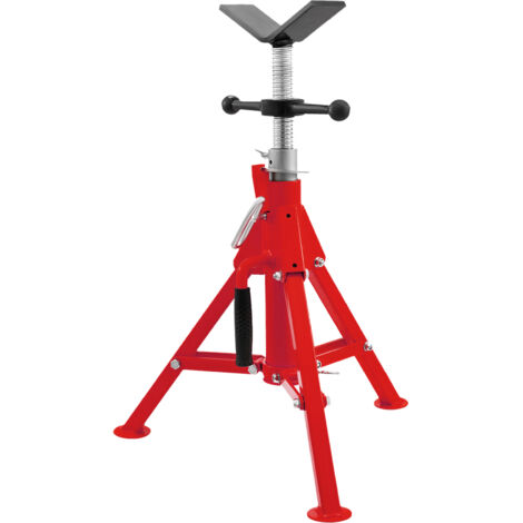 Mophorn Soporte para tubos con cabezal en V, capacidad 2500 lb, ajustable de 20" a 37", gato plegable para soldadura y construcción