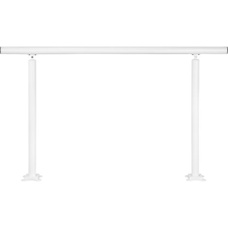 Mophorn Kit de barandilla para escaleras  de 5 pies, pasamanos de aluminio blanco ajustables para 0 a 5 escalones, para interiores y exteriores, soporte para personas mayores