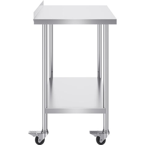 Mophorn Mesa de Trabajo de Acero Inoxidable 91,4x61x100,6 cm Mesa de Preparación de Alimentos con Ruedas Estantes Regulables en Altura Unidad de Almacenamiento de Alimentos para Restaurante Bar Hotel