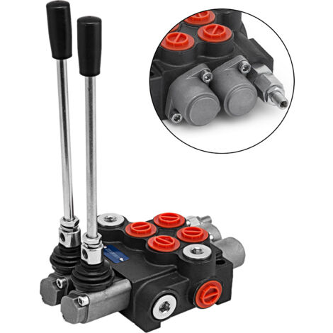 Mophorn Válvula hidráulica de 2 carretes  de 11 GPM con control direccional y doble acción para tractores, cargadores y tanques