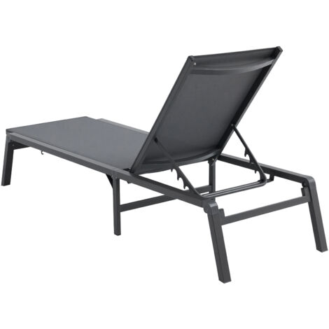 Mophorn Sillones de exterior de aluminio, ajustables en 5 posiciones, plegables para un fácil almacenamiento, ideales para patio, playa, piscina, gris oscuro, juego de 2 (1/5)