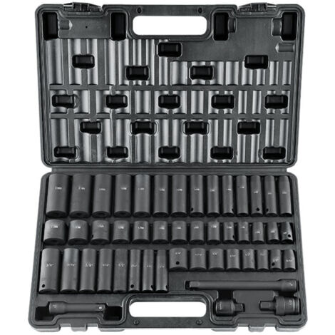 Mophorn Juego de Vasos de Impacto 3/8" Juego de Vasos de Impacto 48 Piezas Juego de Vasos de Impacto 6 Puntos CR-V Aleación de Acero HRC 42-48 con Accesorios y Estuche para Reparación Automática (1/5)