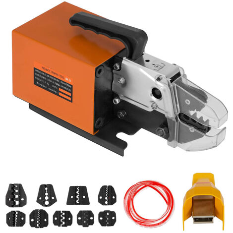 Mophorn Herramienta de engarzado neumática Am-10, Máquina de engarzado de terminales de cable accionada por aire Hasta 16 mm2, Máquina de engarzado neumática con 10 juegos de troqueles para muchos tip