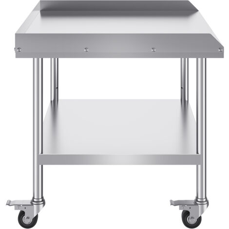 Mophorn Mesa de trabajo de acero inoxidable de 30 x 36 x 30 pulgadas, mesa de preparación de alimentos comercial resistente con ruedas, 4 ruedas y protector contra salpicaduras en 3 lados. (1/5)