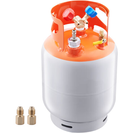 Mophorn Tanque de recuperación de refrigerante con interruptor de flotador, tanque de recuperación de CA con capacidad de 30 lb con adaptador de ¼ a ½, HVAC reutilizable para todos los refrigerantes,