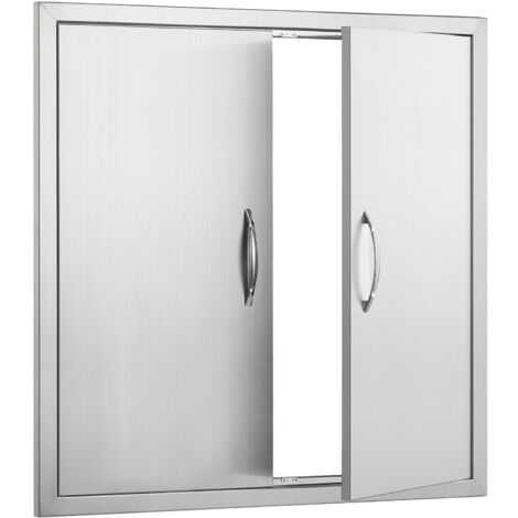 Mophorn Puerta de Acceso a Barbacoa 790 x 790 x 46 mm Puerta de Cocina Exterior Doble Puerta Empotrada de Acero Inoxidable con Manija para Isla de Barbacoa, Estación de Parrilla, Armario Exterior (1/5)