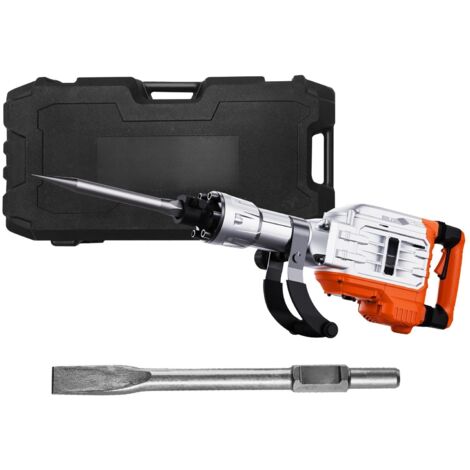 Mophorn Martillo de Demolición 3500W 60J 1900BPM Martillo Electrico con Cable 1-1/8" con 2 Cinceles Reemplazables Mango Giratorio 360° Rompe Hormigón Antivibración para Cincelar Construcción Fontanerí