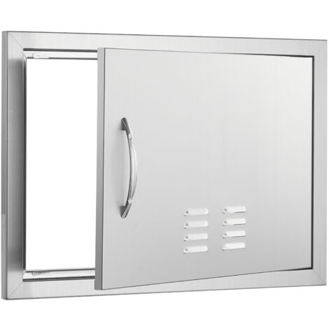 Mophorn Puerta de Acceso a Barbacoa Puerta de Cocina Exterior Simple de 610x432mm Puerta Empotrada de Acero Inoxidable con Manija Empotrada para Isla de Barbacoa Estación de Parrilla, Armario Exterior (1/5)