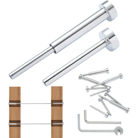 Mophorn Kit de barandilla de cable invisible 20 Piezas receptor invisible, extremo de perno de engarce de acero inoxidable T316 de 1/8", tensor de engarce de 1/8" para poste de madera/metal, plateado (1/5)