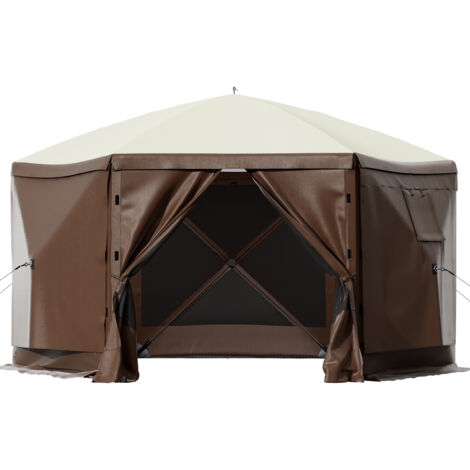 Mophorn Tienda Refugio Emergente para Acampar Parasol 3,05x3,05m Ventanas de Malla de 6 Lados Bolsa de Transporte portátil Estacas para el Suelo Tienda de campaña de Sombra para Exterior, cesped, jard