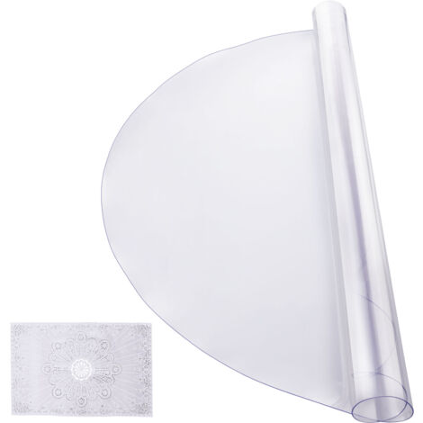 Mophorn Protector de mesa de PVC transparente, 42 x 42 pulgadas, 2 mm de grosor, cubierta de escritorio redonda, resistente al agua y fácil de limpiar, ideal para superficies de escritorio