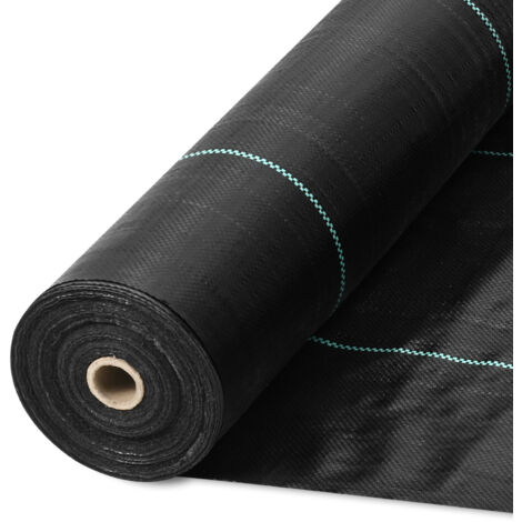 Mophorn Paño Antimalezas 2x100,6 m Geotextil Tejido Anti-crecimiento de Malas Hierbas Debajo de la Grava 108 g/m² Paño de PP Permeable Resistente al Desgarro para Paisajismo, Cubierta del Suelo, Negro (1/5)