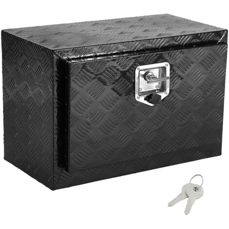 Mophorn Caja de Herramientas para Camión 610x355x405mm Caja de Bastidor Inferior Caja de Almacenamiento de Aleación de Aluminio Montaje Inferior con Cerradura y Llaves para Remolques, Camionetas, Negr