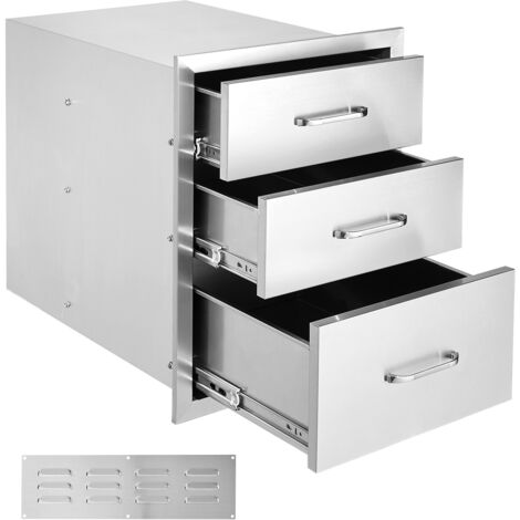 Mophorn Cajones de triple acceso para cocina al aire libre de 18 x 23 pulgadas, acero inoxidable con manija cromada, 18 x 23 x 23 pulgadas para estaciones de barbacoa (1/5)
