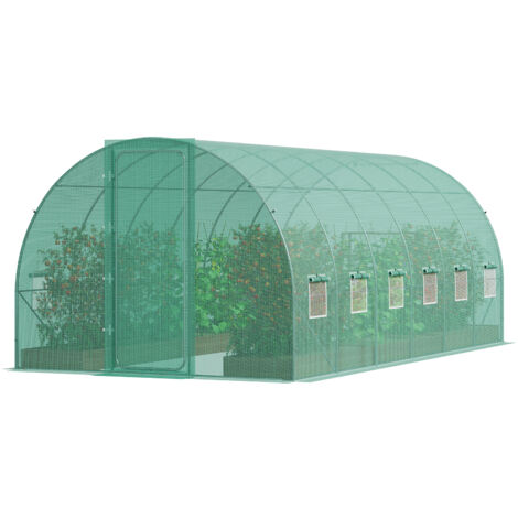 Mophorn Invernadero Túnel 590x295x225 cm Carpa Refugio para Plantas con Estructura de Acero Galvanizado Cubierta de PE Verde Puerta Enrollable con Cremallera 8 Ventanas para Cultivo de Verduras Flores (1/5)