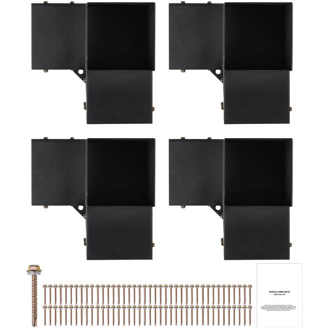 Mophorn 4PCS Kit de Soporte de Pergola 6"x6" (15x15 cm) Soporte para Postes de Maderas 4 Soportes de Esquina de 3 Vías Postes de Madera Hardware de Bricolaje para Cenadores, Pergolas de Patio, Cabañas