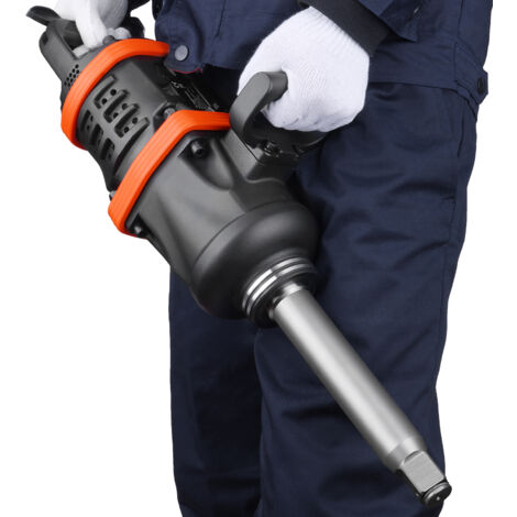 Mophorn Llave de impacto neumática de 1 pulgada, pistola de impacto neumática de salida de par inversa de hasta 5500 pies-libras con yunque extendido de 8 pulgadas para reparaciones y mantenimiento de