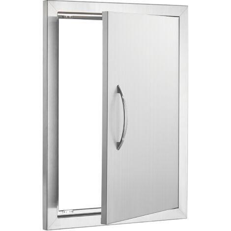 Mophorn Puerta de Acceso a Barbacoa Puerta de Cocina Exterior Simple de 407x559mmPuerta Empotrada de Acero Inoxidable con Manija Empotrada para Isla de Barbacoa, Estación de Parrilla, Armario Exterior