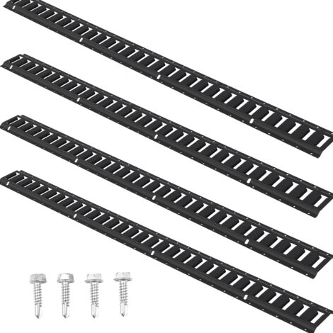 Mophorn Riel de Amarre Universal E-track 1524mm Rieles Horizontales de Pista E 4 Piezas Rieles de Amarre en E de Acero Versátil Riel E-track de Amarre Negro para Carga en Camionetas Camiones Remolques