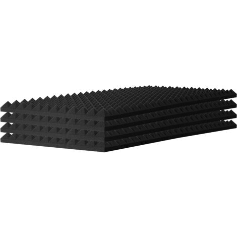 Mophorn Paneles de espuma acústica, paquete de 4, 48 x 24 x 2 pulgadas. Diseño piramidal. Resistente al fuego para paredes y techos de estudio. Amortiguación del sonido. Negro