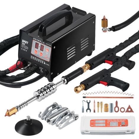 Mophorn Soldador por puntos y extractor de abolladuras, 3 kW, 7 modos, 2 pistolas, reparación de abolladuras de automóviles