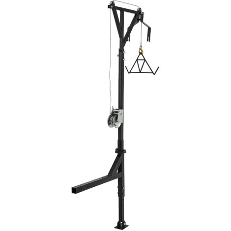 Mophorn Polipasto de enganche para camión, capacidad de 600 lb, juego de elevación con cabrestante, receptor de 2", altura ajustable y giro de 360°, base para pies, acero al carbono