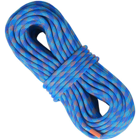 Mophorn 10.2 mm Cuerda de escalada dinámica, 40m cuerda azul para escalada en roca para exteriores, tensión de rotura de 25 KN, fibra estirable con ganchos de acero para escapes