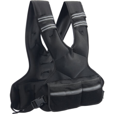 Mophorn Chaleco con peso ajustable, 11-20 libras, con 6 pesas Ironsand y franja reflectante, chaleco con peso corporal para hombres y mujeres, entrenamiento de fuerza, correr, trotar (1/5)